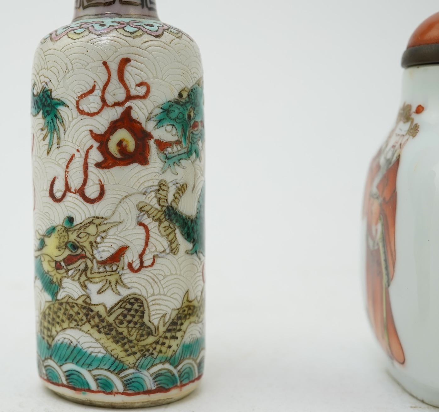 Two Chinese enamelled porcelain snuff bottles, 19th century